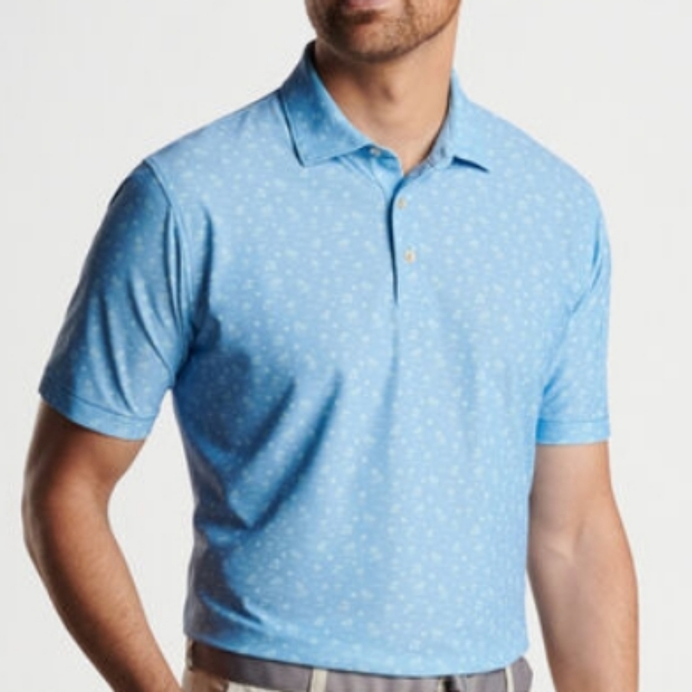 Peter Millar Shark Tooth Island Performance Mesh Polo in Cottage Blue - Picture 2 of 15